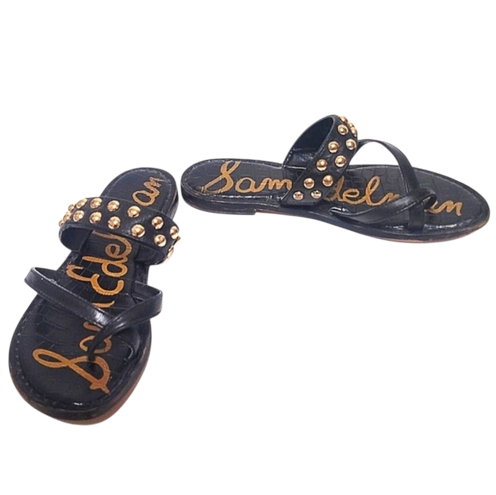 Sam Edelman Gensen Black Slides with Gold Accents